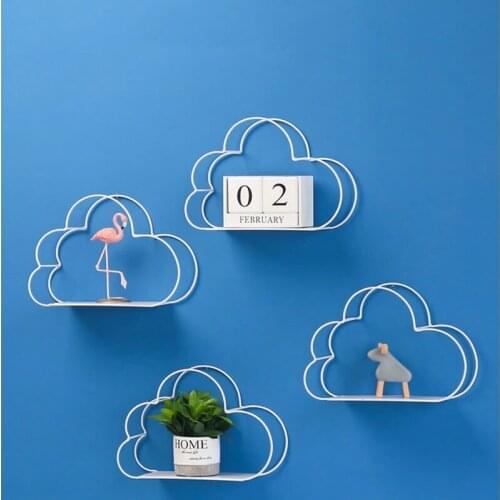 European ins wrought iron cloud wall shelf free punch wall hanging simple home living room wall decoration wall hanging