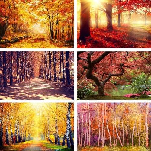 Avezano Backdrop Fall Autumn Maple Leaf Natural Scenery Portrait Photography Background Photo Studio Photozone Photocall Decor