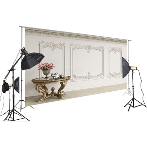 HUAYI Photography Backdropliving Room Photography Backdrop Vintage Table Elegant Wall Indoor Furniture Wall XT-7336