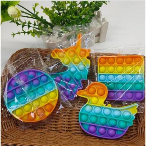 Cartoon car duck Push Popup Simple Dample Fidget Toys, Rainbow Among us Push Bubble Popping it Fidget Toy