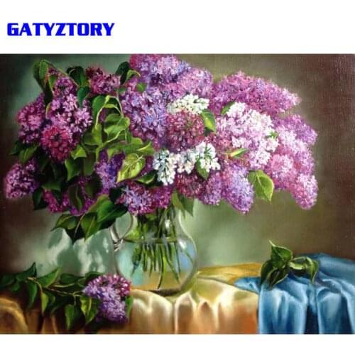 GATYZTORY Frame Picture Flowers DIY Painting By Numbers Handpainted Canvas By Numbers Wall Art Picture Coloring By Numbers 60x75
