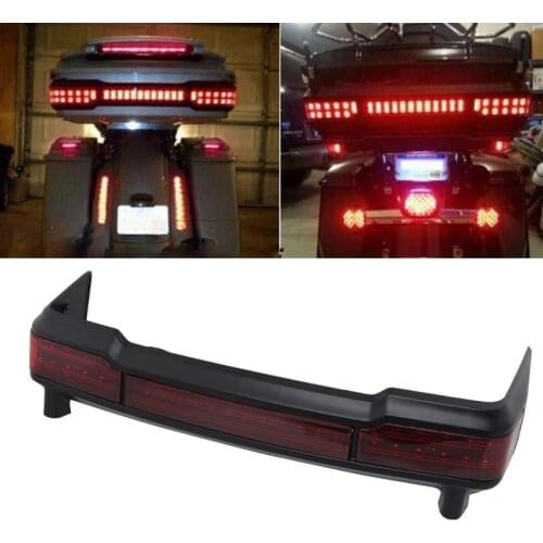 Red Smoked Lens Motorcycle Wrap Tour Pack LED Luggage Trunk Running Brake Tail Light For Harley Touring Electra Road Glide