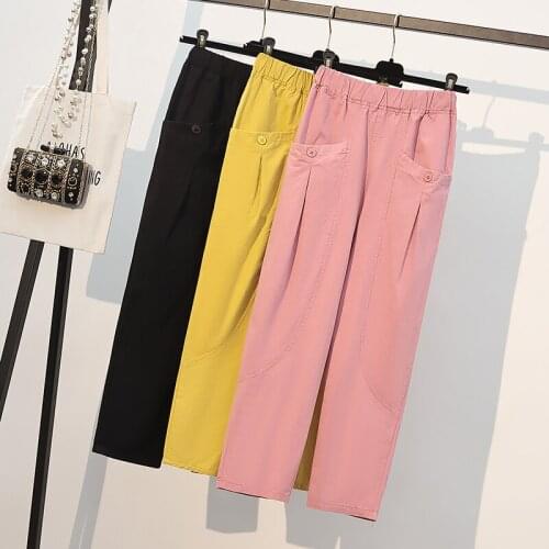 Summer Solid Color Female Pants Loose Thin Pantalon Taille Haute Fem Straight Casual Pants Harem Pants Trousers For Women