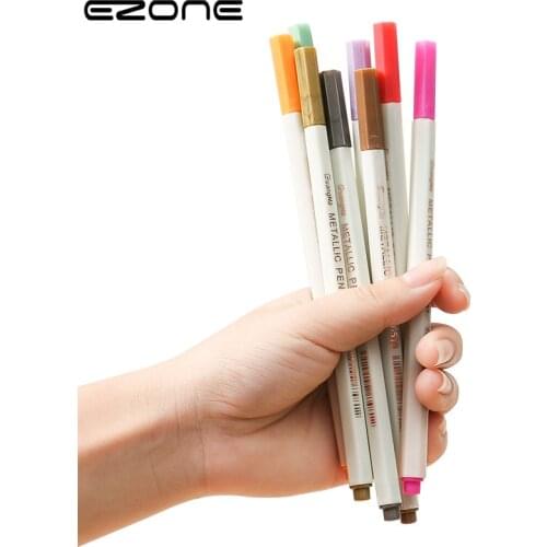 EZONE 10pcs/set Marker Graffiti Painting Pen Hard Tip Metal Colored Pen Crayons Student Stationery for School 2021 Office Supply