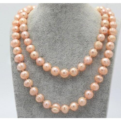 Fashion Jewelry Genuine 9-10MM Natural Pink Cultured Pearl Fashion Necklace 31"