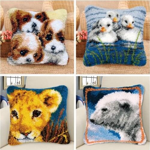 Animal Latch Hook Kit DIY Knooppakket Klink Haak Kleed Bloemen Latch Hook Pillow Cross Stitch Pillows Foamiran For Flower