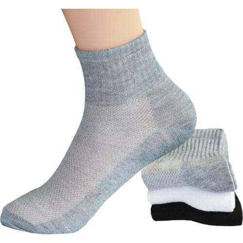 Summer Autumn Style Mens Socks Mesh Breathable Business Cotton Male White Black Gray Fashion Casual Short Socks