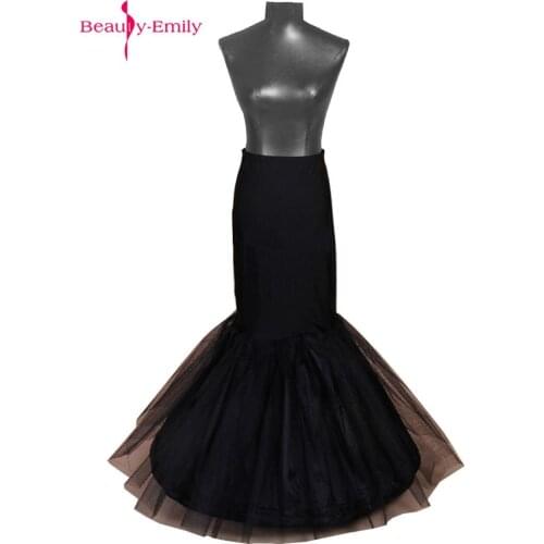 2019 New White/Black Long Mermaid Petticoat for Wedding Party Dresses Crinoline Underskirt saiote de noiva 1 Hoops