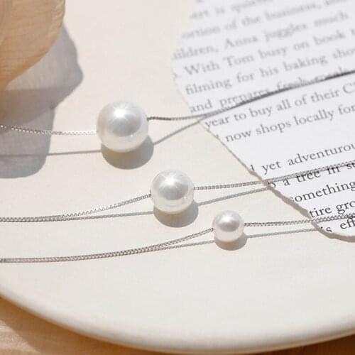 New Elegant Pearl Box Chain Necklace For Women Anniversary Jewelry Fashion 925 Silver Necklace Lady Birthday Present KOFSAC