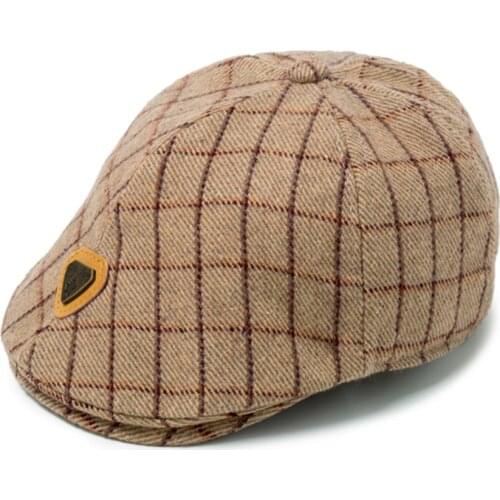 2021 Autumn Plaid Berets Baby Newborn Boys Hats Cotton Cute Children Dress Accessories Fashion Kids Caps Wedding KB-MZ125