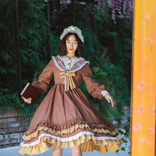 Palace sweet princess lolita dress vintage high waist printing victorian dress kawaii girl gothic lolita OP loli peter pan
