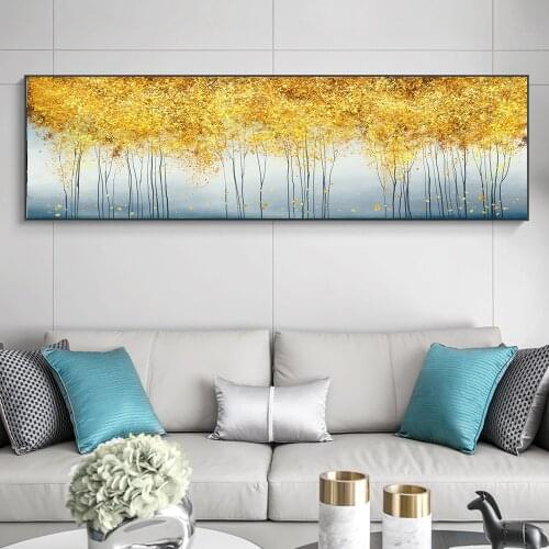 Golden Woods Art Wall Modern Canvas Oil Single Painting Posters Artwork Pictures Prints for Living Room Home Decor