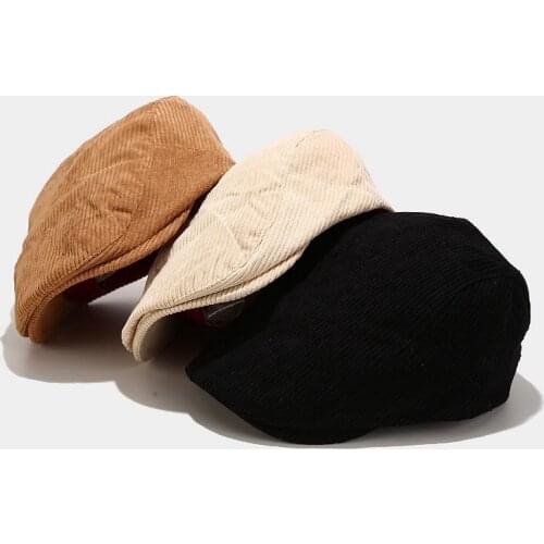 Casual Unisex Berets Hat For Women Corduroy Newsboy Hat For Men Peaked Cap Solid Artist Painter Cap Spring Autumn gorras hombre