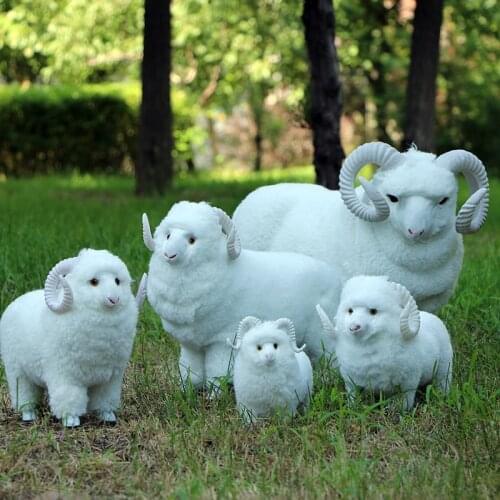 Lifelike Sheep Model Realistic Animal Figurines Miniatures Home Outdoor Garden Decoration Handmade Craft Ornaments Child Toy