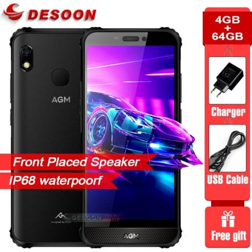 AGM Global Version A10 IP68 Waterproof Rugged Phone 4GB RAM 64GB ROM Android™ 9 4G LTE 5.7" HD+ Front placed speaker Smartphon