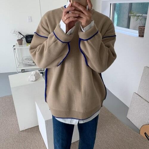 Autumn and winter Korean round neck sweater men loose wild fashion casual trend Japanese sweater coat thick pullover men