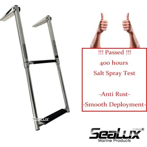 Sealux Marine 2 Steps Stainless Steel 316 Telescoping Ladder Swim Step Over Platform passed 400h salt spray test