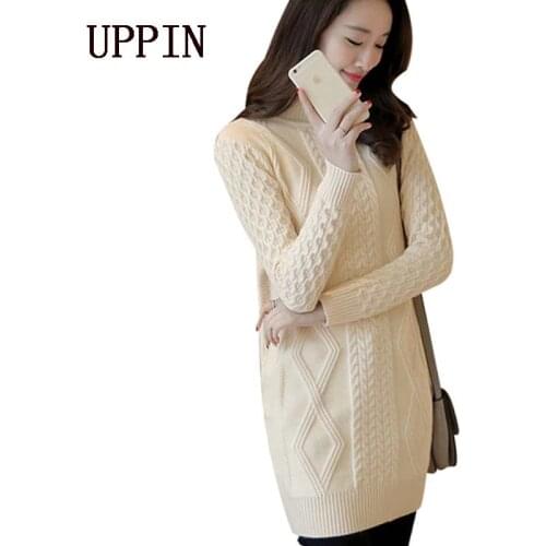 UPPIN Women Sweaters Dress Pullovers 2017 New Fashion Winter Warm Long Knitted Sweater Knitwear Poncho Tunics Large Size Female