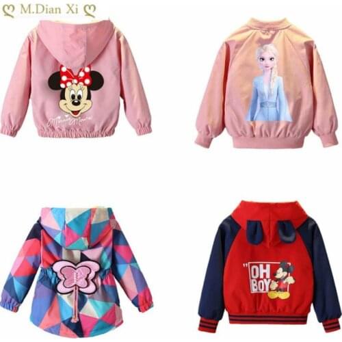 2021 Spring and Autumn Childrens Cartoon Minnie Jacket Boy Girl Baby Travel Clothing Jacket Childrens Zipper Cardigan Jacket