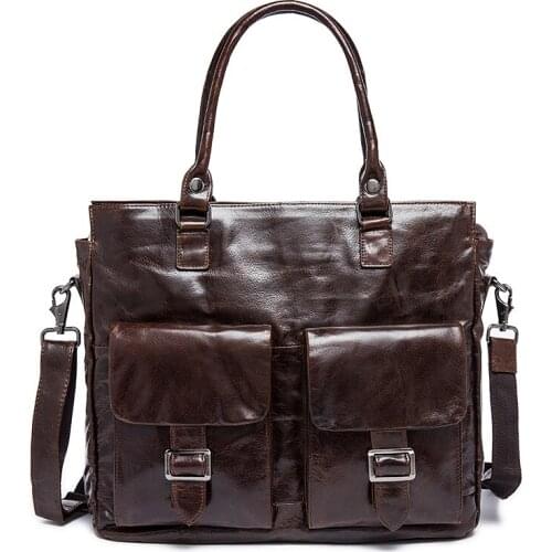 Vintage Men Bags Genuine Leather Bag Business Bag Briefcase Portfolio Real Leather Men Messenger Bags