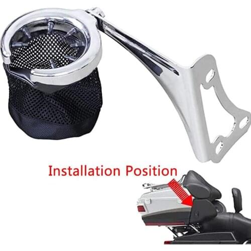 Motorcycle Rear Passenger Drink Cup Holder with Mesh Basket for Touring Electra Glides Road Glide & Trike 1998-2013