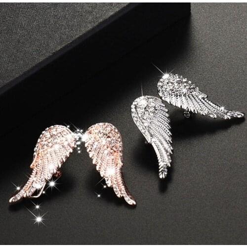 Brincos Earring for Women Fashion Jewelry Rose Gold and Silver Color Angel Wings Ear Stud Earrings Party Wedding Oorbellen