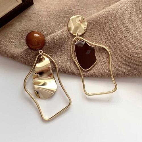 Vintage Metal Irregular Drop Earrings For Women 2021 Geometric Statement Earrings Fashion Jewelry Wedding Accessories