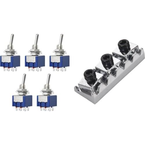 1 Set Electric Guitar String Locking Nut & 5 Pcs Electronic Guitar Toggle Switch