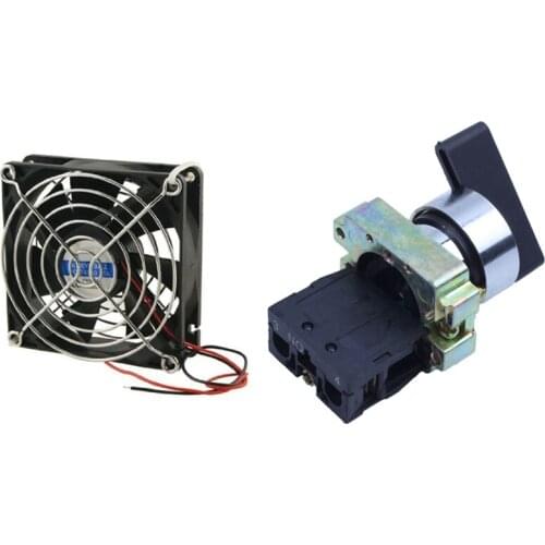 1 Pcs DC 24V CPU Cooling Fan With Metal Finger Guards & 1 Pcs AC 240V 3A NO SPST Black Cap Latching Rotary Switch