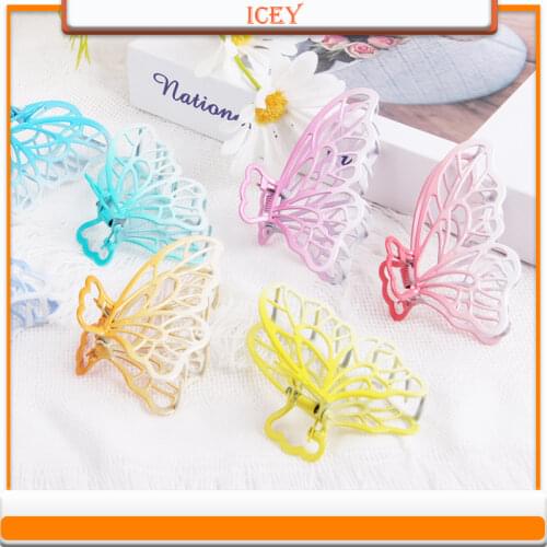 Hair accessories clip back head large catch clip summer metal butterfly gradient shark clip