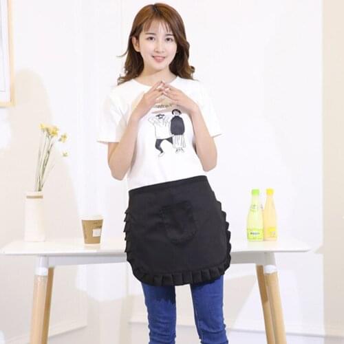 1 piece retro ruffled waist half apron waterproof belt pocket tight waitress apron bakery restaurant kitchen accessories TJ6216