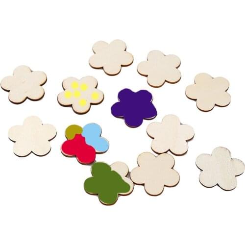 100Pcs DIY Plum Wood Chips Decorative Embellishments Crafts Scrapbooking Supplies Hand-made Graffiti Buttons