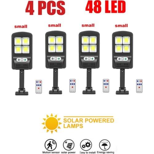4pcs tabular oblong Powerful Remote Control Solar Light Led Outdoor Solar Lamp Motion Sensor Garden Wall Street Decorative secur