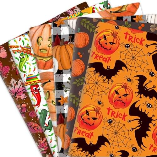 50*145cm Halloween Pumpkin 100% Pure Or Polyester Cotton Or Stretch Knit Material Patchwork Sewing Fabric Quilt DIY Cloth