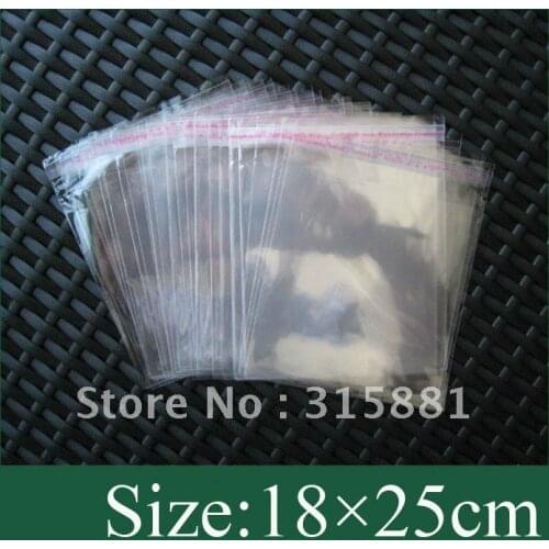 500x clear Self Adhesive Seal Plastic Bag 18x25cm opp bag /poly bag free shipping