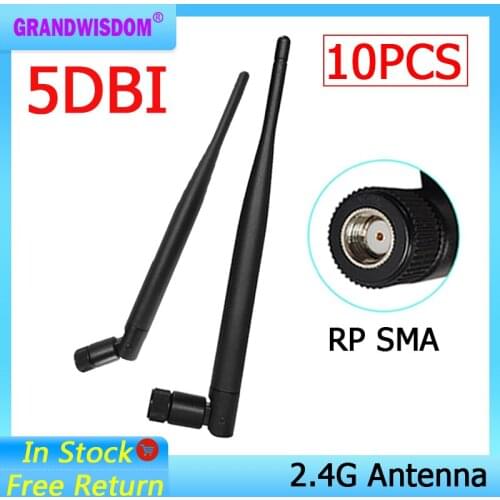 10pcs 2.4g WiFi Antenna 5dBi Aerial RP-SMA Connector 2.4ghz antena wi fi antenne For PCI Card USB Wireless Router Wifi Booster