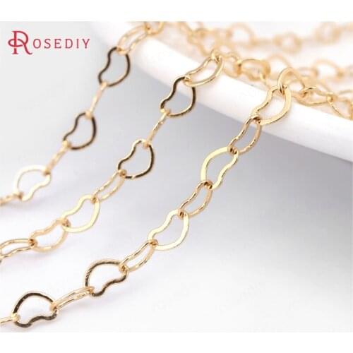 B035)2 Meters Width 3.3mm 24K Champagne Gold Color Plated Brass Heart Shape Necklace Chains High Quality Jewelry Accessories