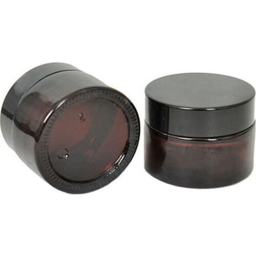 5PCS 20ML Amber Glass Empty Refillable Sample Bottle Case Cosmetic Cream Jar Pot Bottle Container Holder with Liners and caps