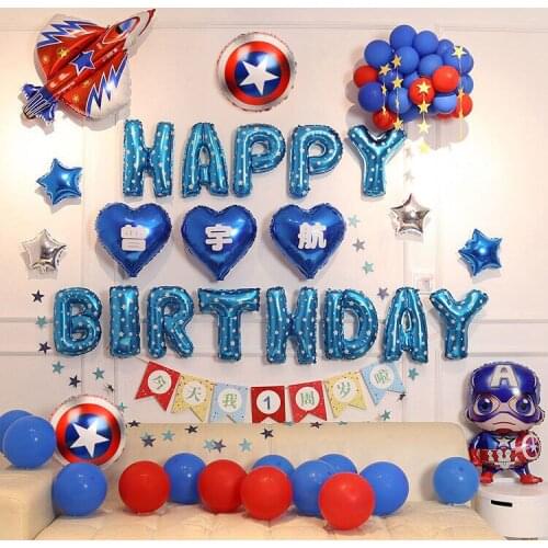 Marvel Avengers Captain America Spider-Man Theme Children Birthday Party Decoration Balloons Can Be Customized Digital Baby Age