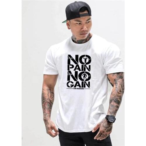Muscle guys Brand Mens NO PAIN NO GAIN Gym T Shirts,Bodybuilding Fitness Workout Clothes Cotton T-Shirt