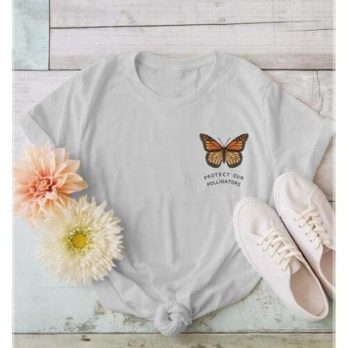 Protect Our Pollinators Butterfly Pocket Tees SAVE THE MONARCHS tshirt Women funny graphic t shirt 90s aesthetic tops