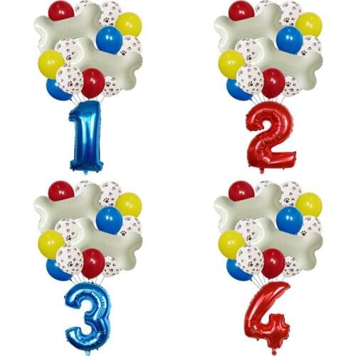 Lets Party Foil Helium Balloons Baby Shower Birthday Theme Party Supplies Animal Pet Dog Bone Paw Decoration Air Globos