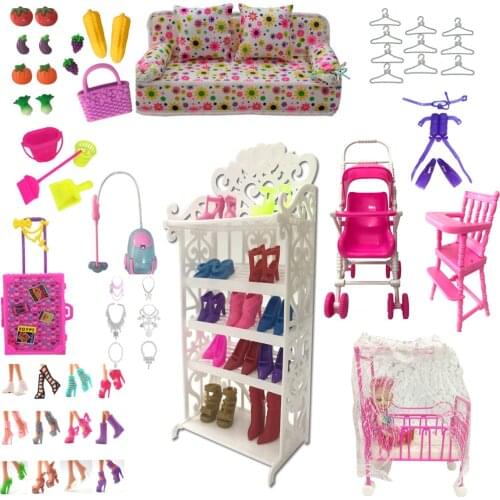 NK Mix Doll Plastic Furniture Mini Play Toy Shoes Bag Hanger For Barbie Doll Accessories For Kelly DIY Toys Play House Gift JJ