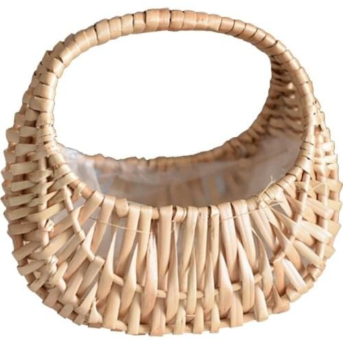 Fashion Portable Flower Arrangement Basket Weaving Bag Rattan Willow Manual P31E