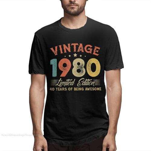 40 Years Old Born in 1981 2021 New Arrival Tshirt Vintage 1980 40 Years Of Being Awesome Unique Crewneck Cotton for Men Shirts