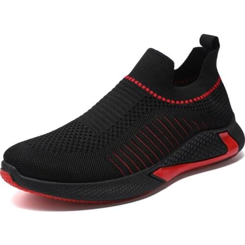 YSHUNIJ 2021 New High Elastic Wear-resistant Sports Mens Shoes Sock Cover Type Lazy Shoes Flying Woven Breathable Casual Shoes