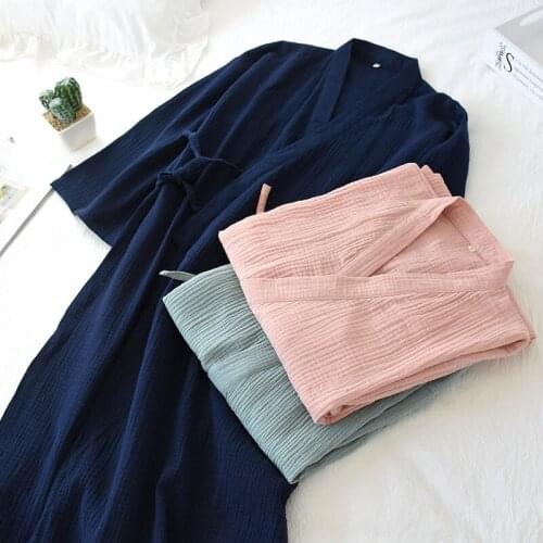 Autumn Couple Bathrobe Kimono Style Wedding Bride Bridesmaid Robe Double Gauze Cotton Large Size Bath Robe Femme Sexy Sleepwear