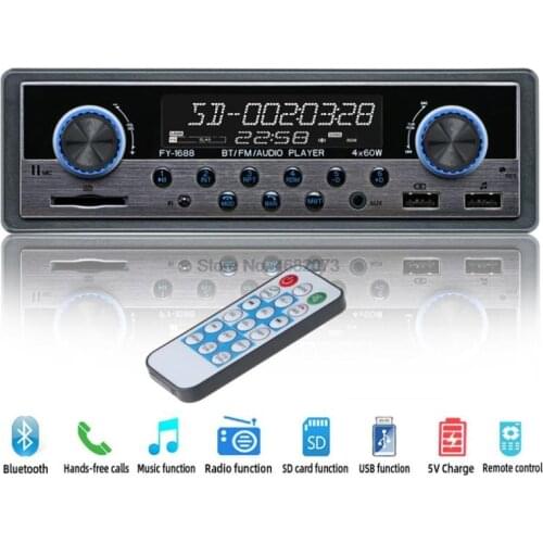 By DHL or Fedex 20pcs Bluetooth Autoradio Car Radio USB AUX Audio Auto Electronics 12V 1 DIN Car MP3 Multimedia Player fy 1688