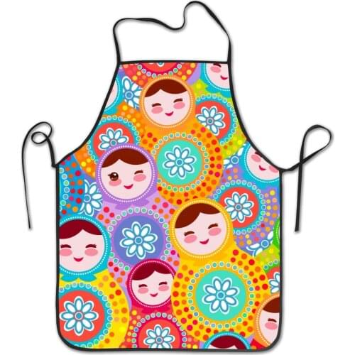 Russian Dolls Matryoshka Cooking Kitchen Baking Gardening Haircut Cute Apron Funny Bib Aprons for Women Men Chef