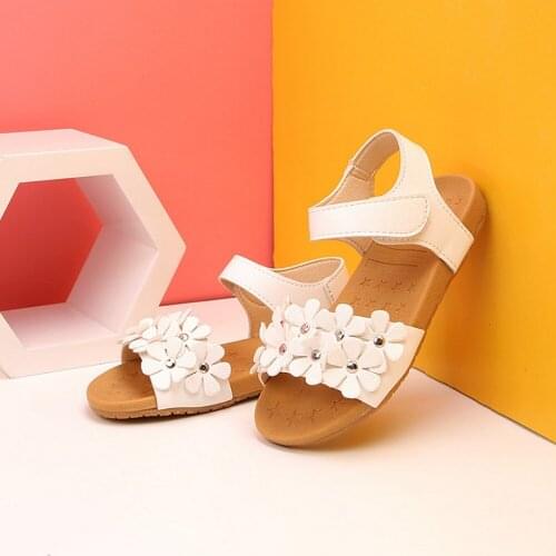 Summer New Kids Sandals Girls Cow Muscle Soft-Soled Toddler Baby Shoes Fashion Girls Flowers Sandals Children Princess Shoes